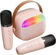 DRESSOOS 2 Wireless Microphones Led Lights Portable Speaker Microphone Speaker for Boys and Girls Adults Compact Karaoke Machines
