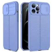 For iPhone 14 Plus Case, Textured TPU Protective Cover, Camshield, Light Purple