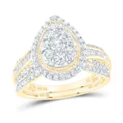 10k Yellow Gold 1CTW Diamond Bridal Cluster Ring