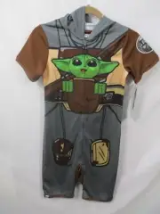 Lego Star Wars Boys Union Suit Small 6 7 Brown Short Sleeve Mandalorian Hooded