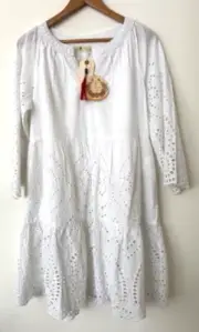 SUNDANCE CATALOG by Rubyyaya Georgiana White Eyelet Dress MEDIUM Orig $149