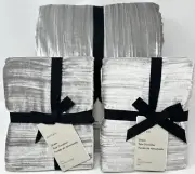 New~West Elm~Lush Crinkle Velvet King Duvet & 2 Euro Shams~Gray