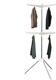 Spizummp Tripod Clothes Drying Rack - Indoor Stainless Steel Floor-standing Tripod With 36-0° Rotatable Arm, Portable S-imple Shrink Creative Clothes Hanger - 2 Floors