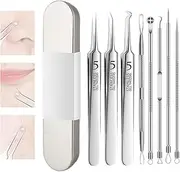 Blackhead Remover Tools – 3 Precision Tweezers & Pimple Popper Kit for Pore Cleaning and Clear Skin(8pcs)