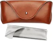 [LogHog] Portable Leather Glasses Case,Flexible Sunglasses Pouch Slim Case for Women Men Horizontal Eyeglass Case