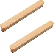 Dresser Pulls 2 Pack Log Knob and Handle Wooden Drawer Wardrobe Door Long Wooden Handle,Beech Length 60mm (NO.18)(T Hole Distance 128mm)