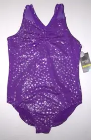 Nwt New Danskin Now Tank Leotard Leo Silky Mesh Purple Silver Hologram Star Girl