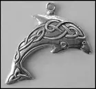 PEWTER CHARM #373 CELTIC DOLPHIN (40mm x 33mm) FISH OF KNOWLEDGE 1 bail pendant