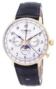 Zeppelin LZ 129 Hindenburg Moon Phase Leather Strap Analog 70381 30M Mens Watch