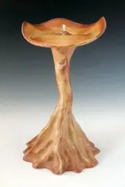 Lynn Trott Studio Art Pottery 11" Golden Oil Lamp or Personal Flaming Chalice