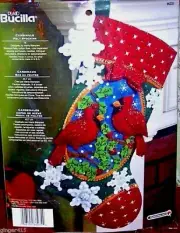 CARDINALS Bucilla Birds Felt Christmas Stocking Kit Factory Direct 18" OOP
