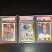 Cal Ripken Jr 3 Card Lot HOF 1984 Topps PSA 9, 84 Ldrs PSA 7, 87 Topps AS PSA 9