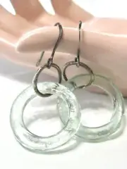 COCA COLA / COKE BOTTLE GLASS & STERLING SILVER HOOP EARRINGS BY KATHLEEN PLATE
