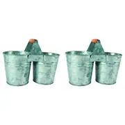 2x Yard Master Loke 26x13cm Antiqued 2 Pot Planter Garden Plant Decor Silver