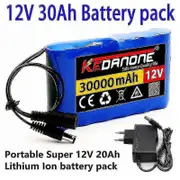New Portable Super 12v 30000mah Rechargeable Lithium Ion Battery Pack Capacity Dc 12.6v 30ah Cctv Camera Monitor + Charger - DD Batteryx1 Chargerx1