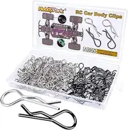 HobbyPark 150 Pieces Universal Bent RC Body Clips Car Clips Silver & Black R Clips for All 1/10 1/12 Scale Redcat HPI Tamiya HSP Exceed RC Car Parts Truck Buggy Shell Replacement