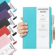 Password Username Book A-Z Index Hard Back A5 Contact Book with Pen (Turquoise)