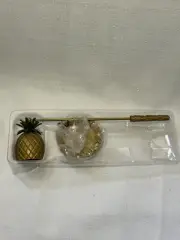 Partylite Island Escape Pineapple Candle Snuffer & Tray New in Box ~ Metal P8419