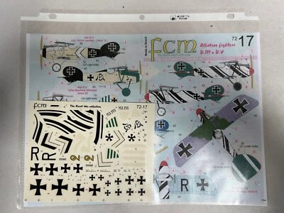 NEW Vtg FCM 7217 Albatros D.III & V Military Model Airplane 1/72 Decal (AYO3)