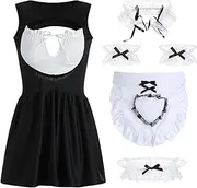 [JINZIJINYU] Women One Piece Lingerie Erotic Lingerie Sexy Back Hollow Temptation Lace Maid Maid Bed Hot Uniform Suit