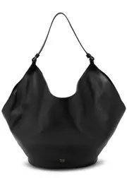 Khaite Lotus Medium Leather Tote - Black ONE SIZE