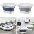 Plastic Collapsible Laundry Drain Basket Large Storage Bin with Handles
