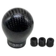 Car Racing Real Carbon Fiber Ball Shift knob Manual Transmission Gear Shifter Knob with 3 Adapters-black Black-MOMO
