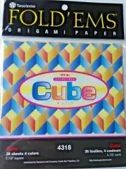 Yasutomo Fold'Ems Origami Paper Cube Pattern 4318 5-7/8" square 36 shts-NEW