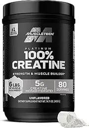 MuscleTech Creatine Monohydrate Powder, Platinum Creatine Powder, Pure Micronized Creatine Powder, Post Workout Supplement for Men & Women, Sports Nutrition Supplement, Unflavoured (80 Servings)