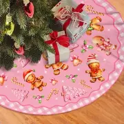 Christmas Tree Skirt 48 Inch Gingerbread Man Tree Skirts Tree Mat Merry Chris...