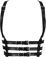 [PETM•HS] Women's Harness Bra Sleeveless Bra Leather Top Punk Gothic Chest Belt Dance Halloween Party