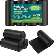 LITFP 100 Portable Toilet Bags, Thickened Biodegradable Camping Toilet Bags for Portable Potty, 8 Gallon Compostable Toilet Waste Bags Potty Bags for 5 Gallon Bucket Toilet Adults Outdoor Camping Car