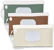 eoscasely 3 pack refillable baby wipes container for travel，earth tone portable wipes dispenser/holder for diaper， wipe refillable case on the go （ earth tone style）