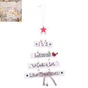 Wooden Xmas Tree Hanging Ornaments Christmas Tree Hanging Decor for Tree Wall Window Home Fireplace -White