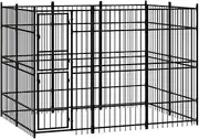 Outdoor Dog Kennel Steel 5.53 m² Large Pet Enclosure Safe Durable Weatherproof