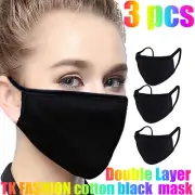 3pcs OR 1pcs SOFT Cotton Face Black Mask Double Layer Reusable and Washable