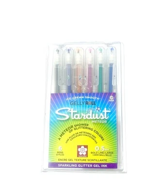 Sakura Gelly Roll Stardust Meteor Gel Pens Set of 6 – 37904 Glitter Ink Japan