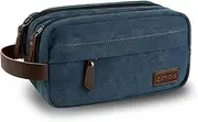 [Zimois] Men's Travel Toiletry Bag, Portable Travel Organizer, Travel Razor Bag, Women's Toiletries Canvas Cosmetic Bag, Cosmetic Accessory Organizer, Individual Compartments with Handles, Blue