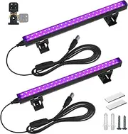 Barrina 2 Pack 1FT 10W USB LED UV Light, Portable Black Light Bar for Fluorescent Poster Glow Party Body Paint, Rave Party, Halloween Decorations