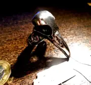 silver bird skull ring , non adjustable Gothic/ Wicca hand-craft statement ring