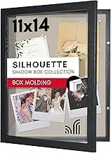 Americanflat Front Opening 11x14 Shadow Box Frame with Shatter-Resistant Glass - Silhouette Collection - Shadow Box Display Case for Tabletop and Wall Display - Black