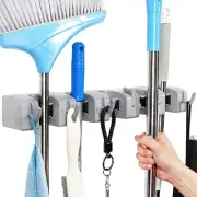 broom and mop holder wall mounted Storage cleaning Tools Commercial Mop Rack ...