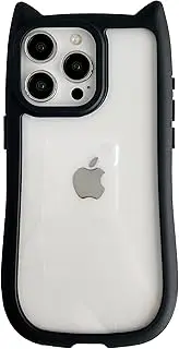 Cute Case for iPhone 13 & iPhone 14 6.1 inch,Kawaii 3D Cat Ears Phone Case,Clear Flexible Soft TPU Transparent Shockproof Protective Phone Cover for Girls Women-Black
