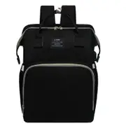GGP Black Portable Mommy Bag With Baby Crib Multi Function Baby Diaper Backpack, Lightweight And Large Capacity For Moms