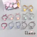 UNICO 日韓風 大人小孩通用莫蘭迪色12入髮圈-方塊