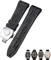 [MGTCAR] For Franck Muller Watch Band 28mm Cowhide Silicone Watch Strap Nylon Rubber Folding Buckle Watch Bands For Men Bracelet