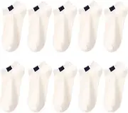 [Dressnu] Women's Thin Short Socks Sweat Absorbent Solid Color Socks 10 pairs