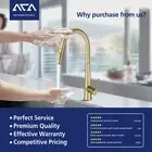 Touch Sensor Kitchen Laundry Swivel Spout Faucet Pull Out Mixer Brushed Gold Tap