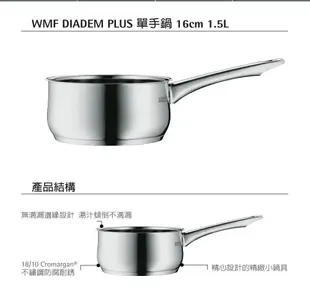 【WMF】DIADEM PLUS系列16cm單手鍋1.5L (7.7折)