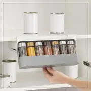 Kitchen Under Shelf Organizer Easy Pull Spice Jar Storage
